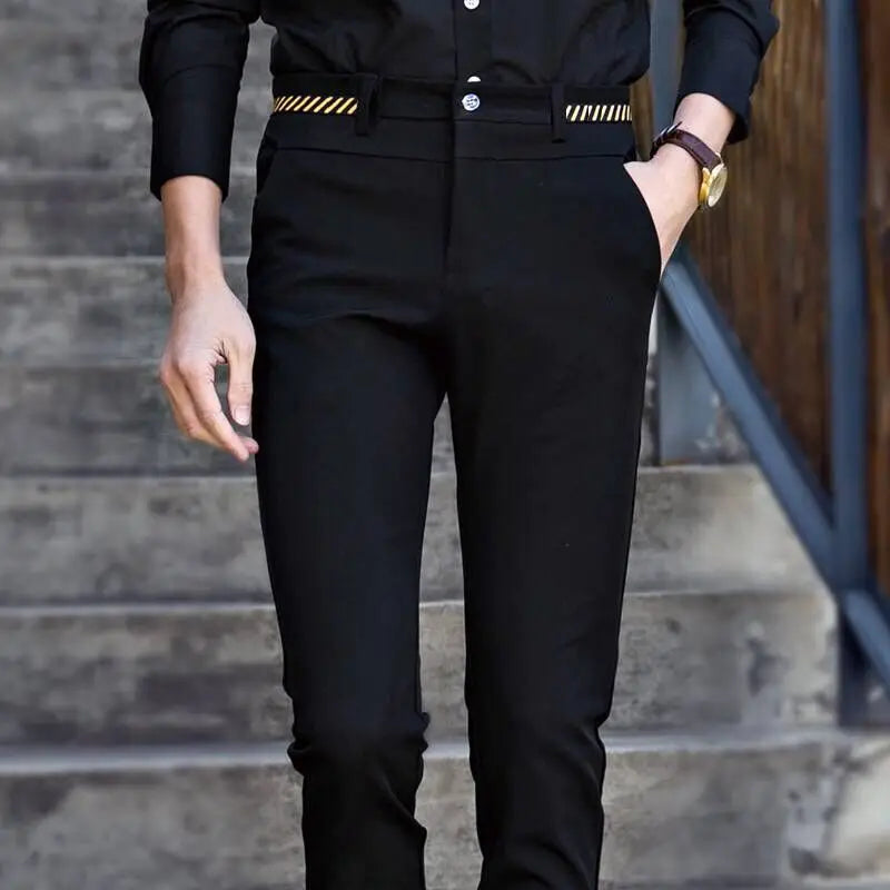 Pantalones de traje elásticos para hombre, pantalones de oficina