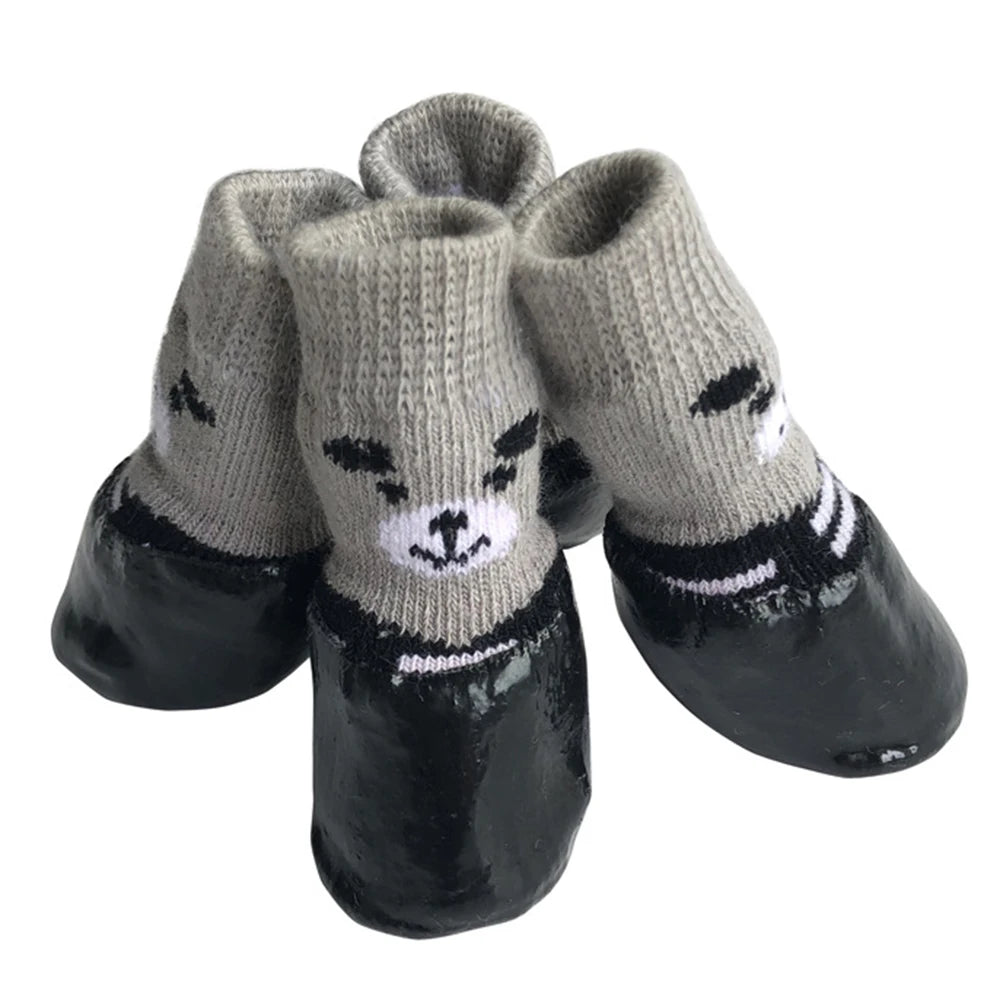 Juego de 4 botas de invierno para mascotas, cálidas, impermeables