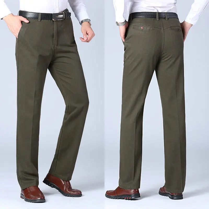Pantalones de traje de algodón para hombre, elegantes, informales