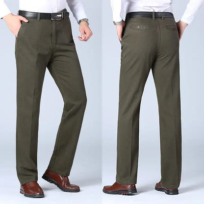Pantalones de traje de algodón para hombre, elegantes, informales