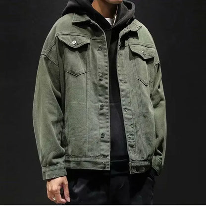 Chaqueta vaquera de otoño para hombre, abrigos vaqueros
