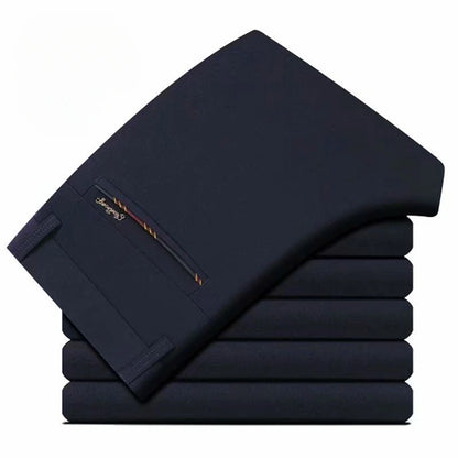Pantalones de vestir de moda para hombre, negros, rectos, informales