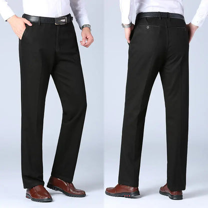 Pantalones de traje de algodón para hombre, elegantes, informales
