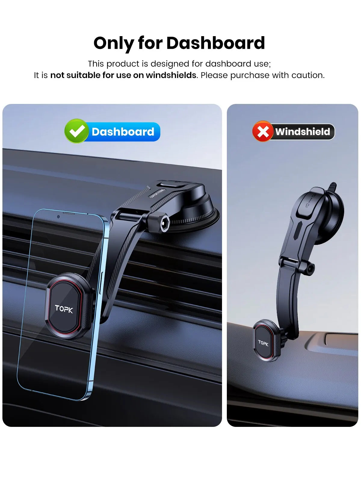 Soporte de teléfono para coche TOPK, soporte de gravedad para iPhone