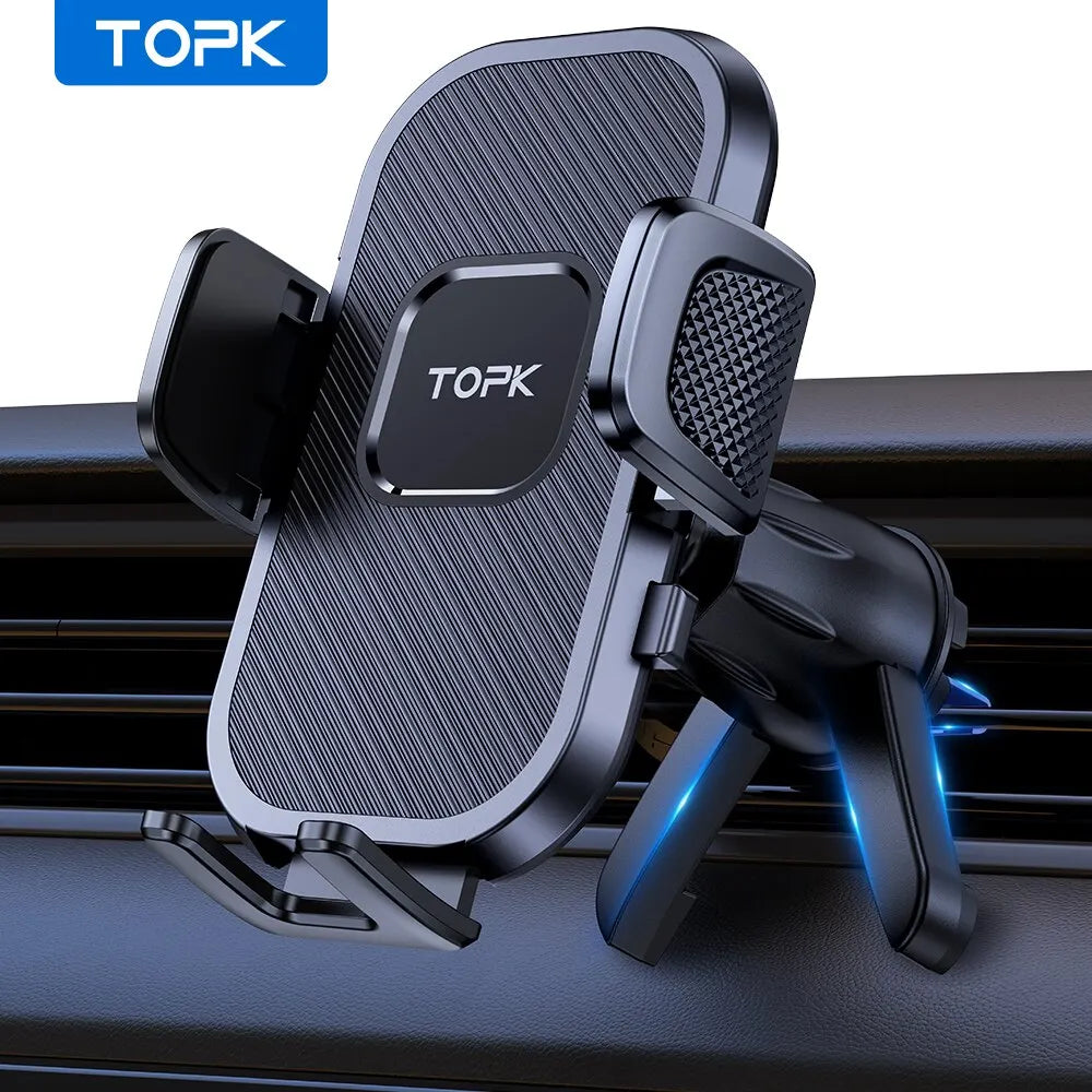 Soporte de teléfono para coche TOPK, soporte de gravedad para iPhone