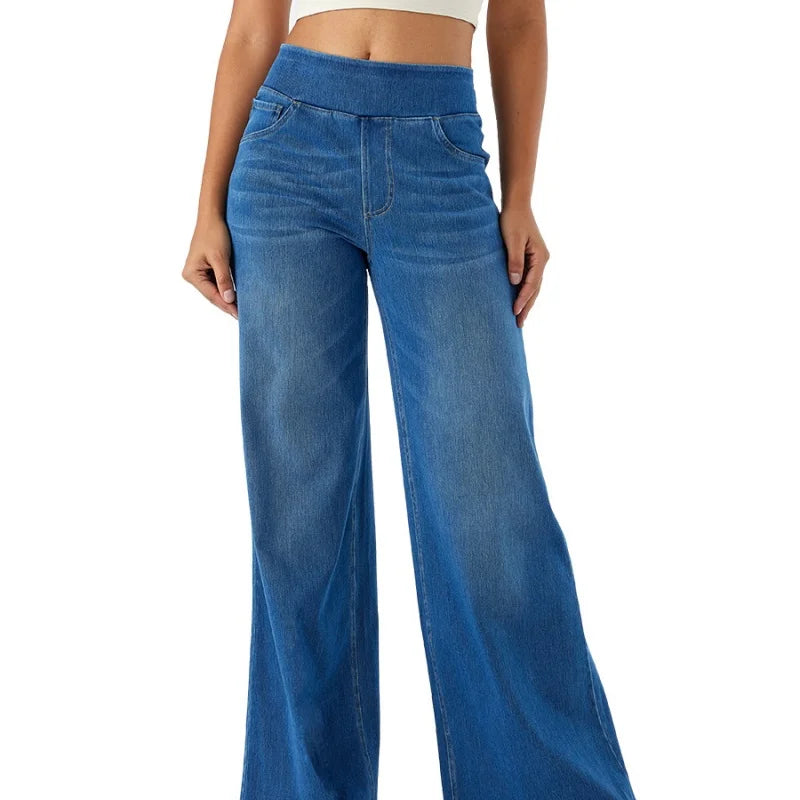 Pantalones vaqueros anchos de talla grande para mujer