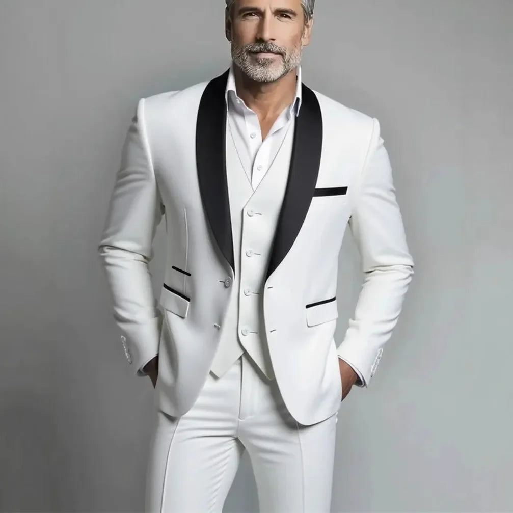 Conjunto de tres piezas para fiesta de boda de otoño para hombre
