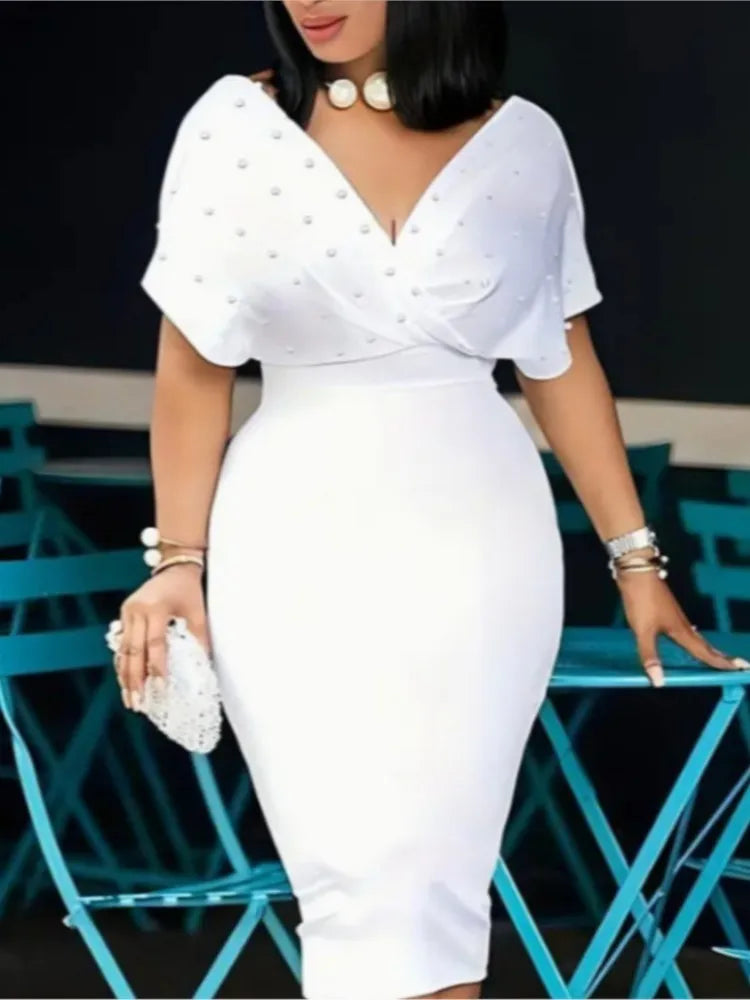 Vestido de fiesta de moda para mujer con escote en V
