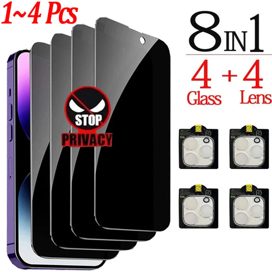 1~4 protectores de pantalla de vidrio antiespía para iPhone 17, 16, 15, 14 y 13
