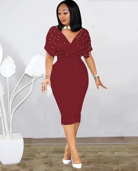 Vestido de fiesta de moda para mujer con escote en V