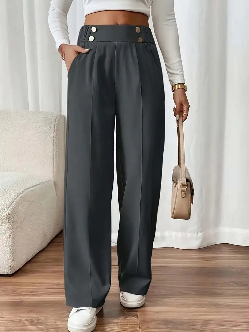 Pantalones anchos de cintura alta para mujer - Novedad 2025