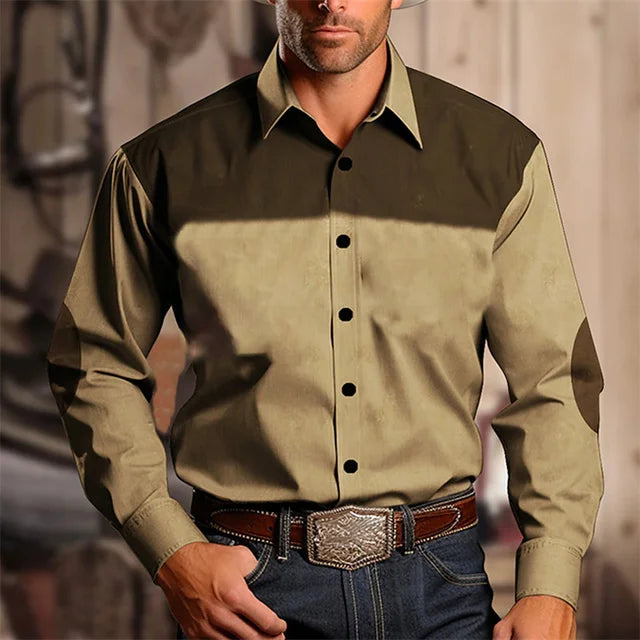 Camisa de manga larga estilo occidental para hombre, nueva, ajustada