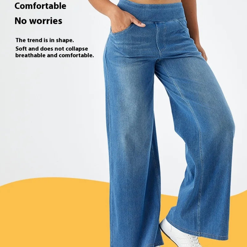 Pantalones vaqueros anchos de talla grande para mujer