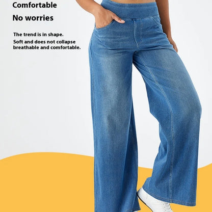 Pantalones vaqueros anchos de talla grande para mujer