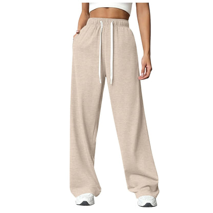 Pantalones deportivos de cintura elástica para mujer, con bolsillos