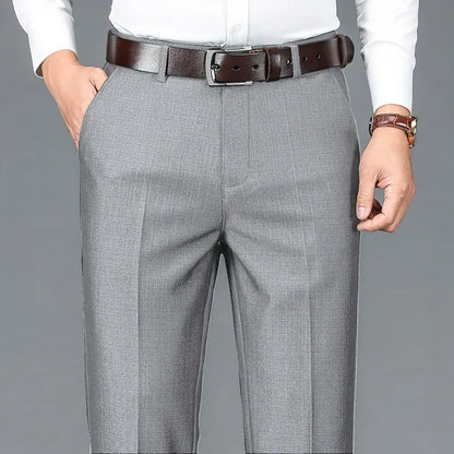 Pantalones de traje de negocios para hombre, de pierna estrecha y recta