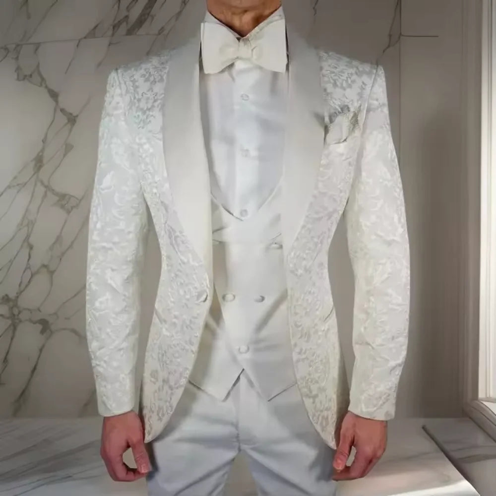 Traje formal de jacquard para hombre, 2 piezas, elegante, de un solo pecho