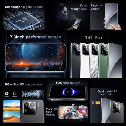 Nuevo teléfono inteligente 14T Pro original de 7,3 pulgadas, 4G 5G