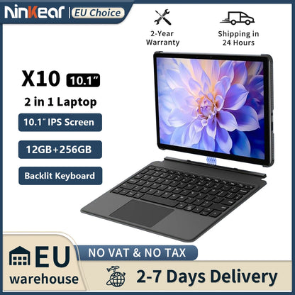 Laptop Ninkear X10 2 en 1, IPS de 10.1 pulgadas, Intel Core m3-8100Y, 12 GB