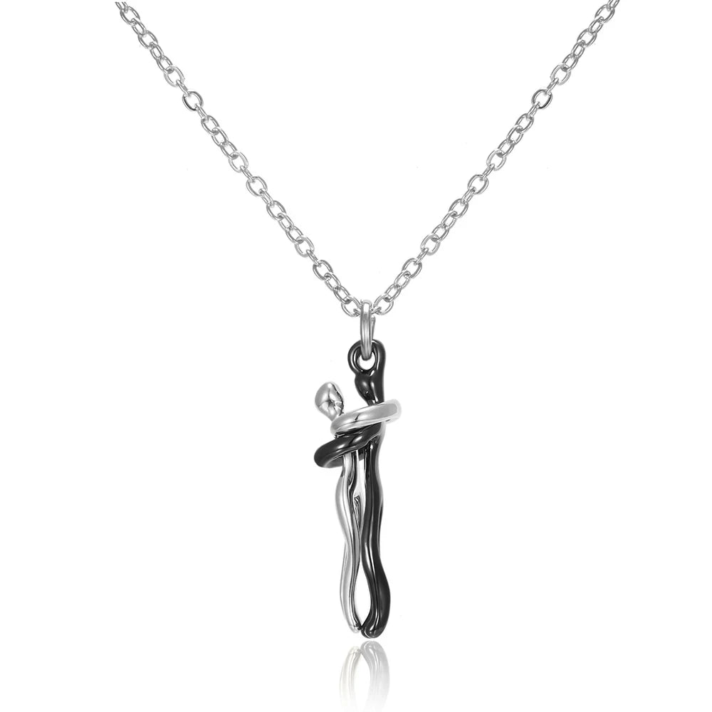 Collar de moda con colgante de abrazo para hombre y mujer, gargantilla