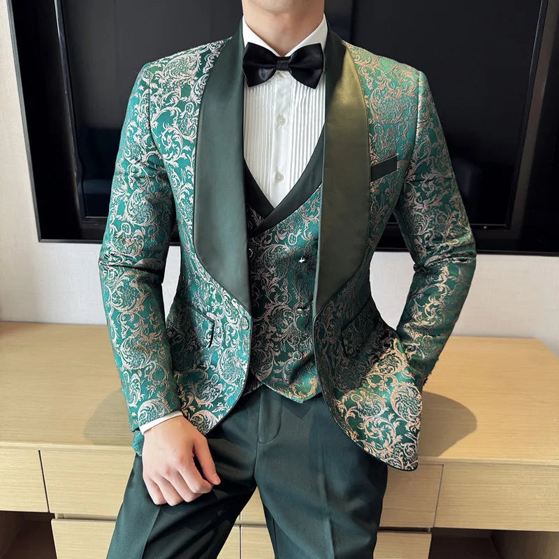 Traje de tres piezas informal de negocios de estilo británico para hombre