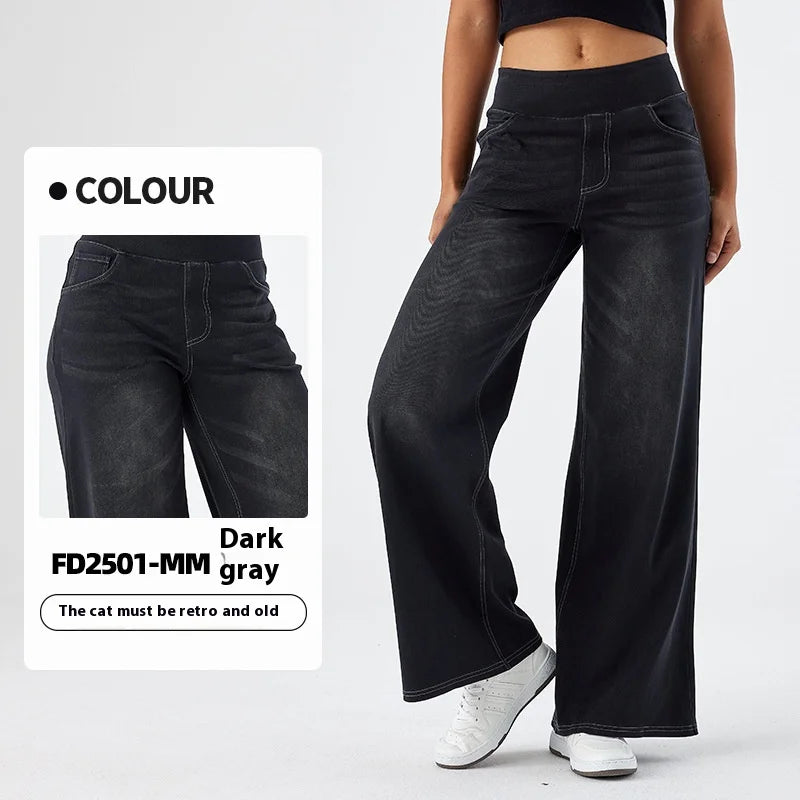 Pantalones vaqueros anchos de talla grande para mujer