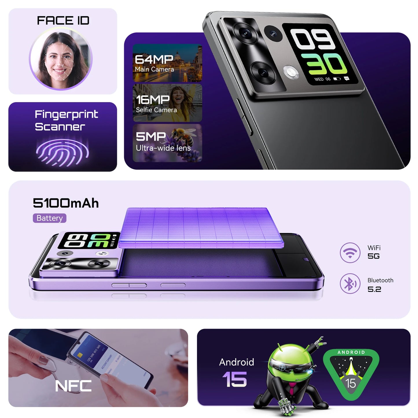 Smartphone Android 15 Cubot P90, pantalla de 6,88 pulgadas y 120 Hz, 24 GB