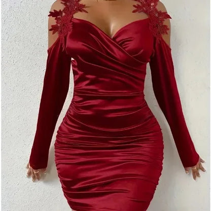 Vestido plisado ajustado estilo europeo y americano, elegante