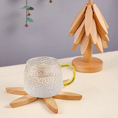 4 salvamanteles de madera con diseño de árbol, decorativos, antiescaldaduras