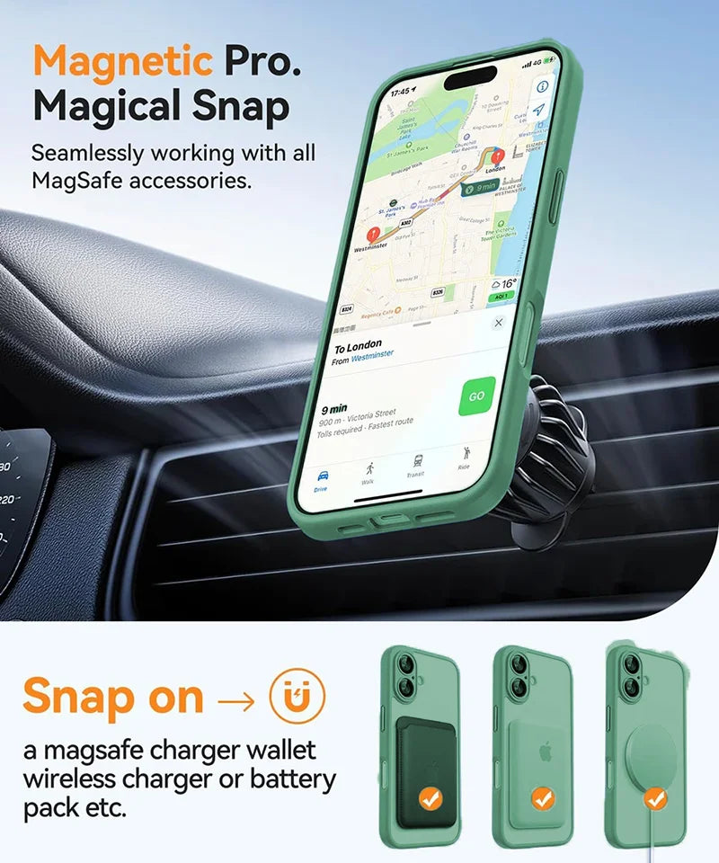 Funda Magnética de Lujo Magsafe a Prueba de Golpes para iPhone 16, 15