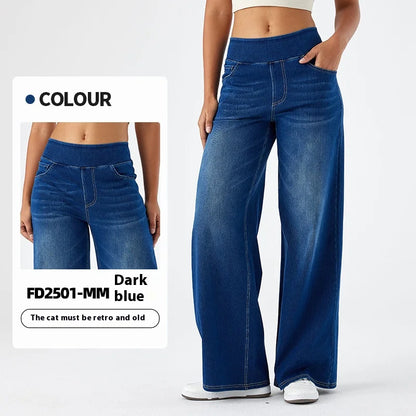 Pantalones vaqueros anchos de talla grande para mujer