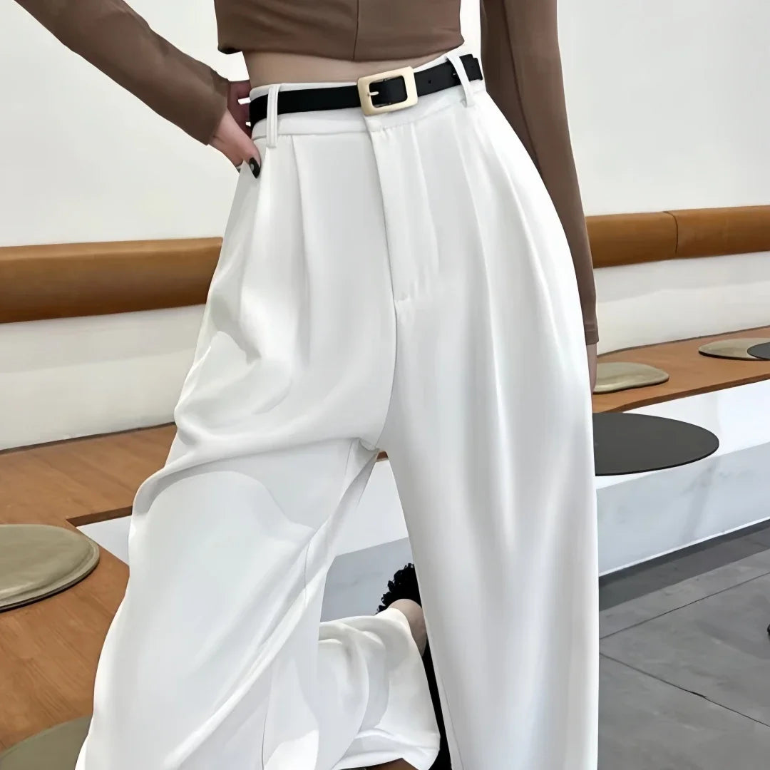 Pantalones anchos y cintura alta para mujer