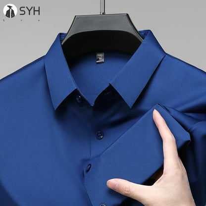 Camisa de manga corta de color liso para hombre, informal