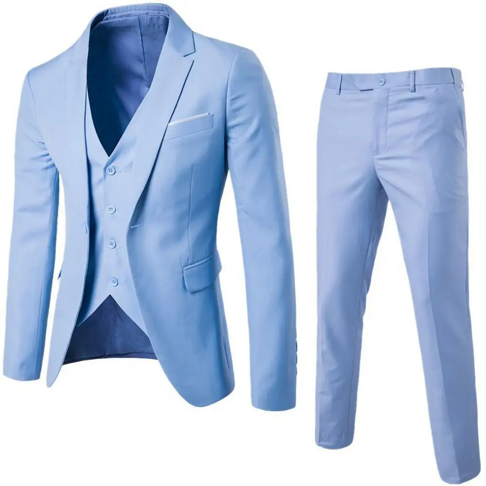 Traje de tres piezas para hombre, estilo formal de negocios, corte entallado