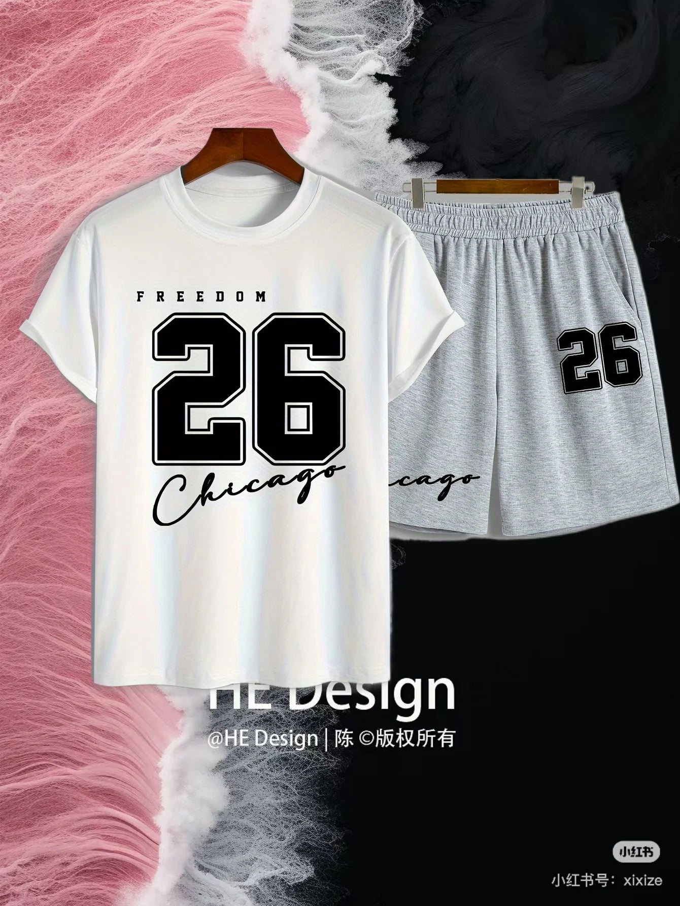 Conjunto de camiseta y pantalones cortos de cuello redondo
