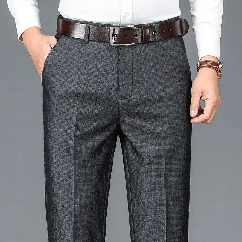 Pantalones de traje de negocios para hombre, de pierna estrecha y recta