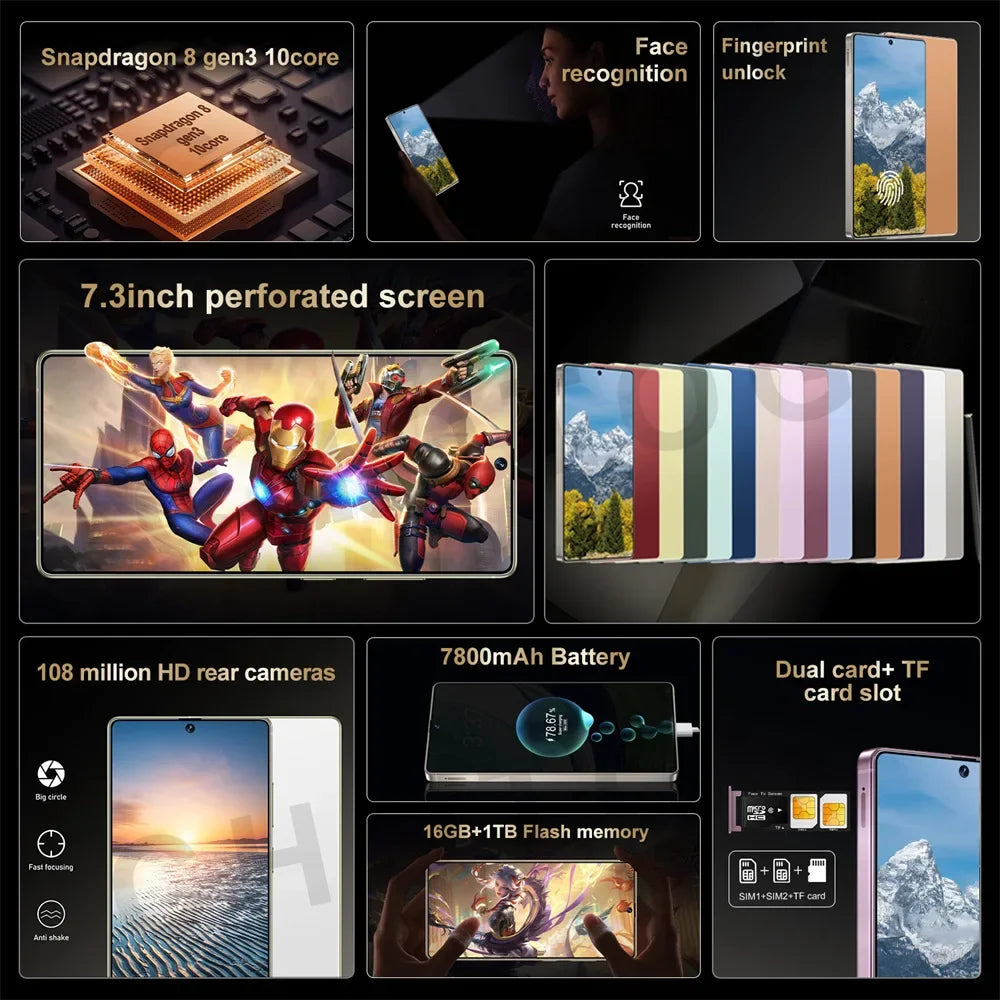 Nuevo teléfono inteligente S+ 25 Ultra 2025 original, pantalla HD