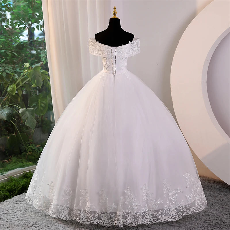 Vestidos de novia blancos de talla grande, vestidos de novia con hombros