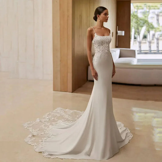 Vestidos de novia sexys personalizados, de sirena, con encaje