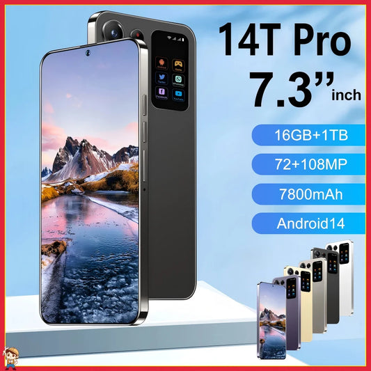 New 14T Pro Smartphone Original 7.3HD 5G Dual Sim Card Cell Phone Android 14