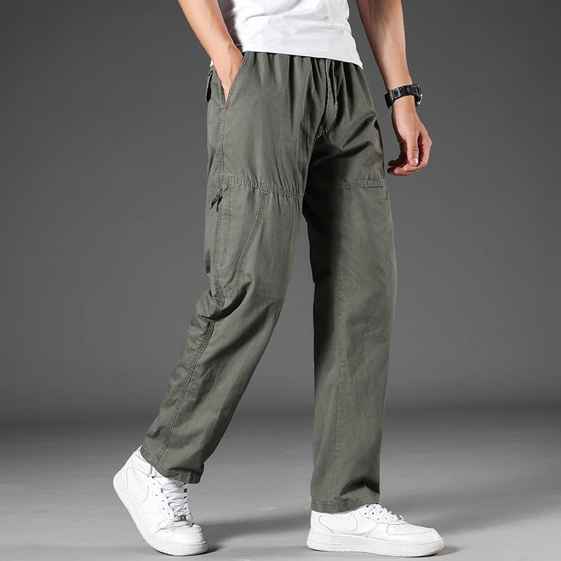 Pantalones cargo 95 % algodón para hombre, ropa de trabajo de verano