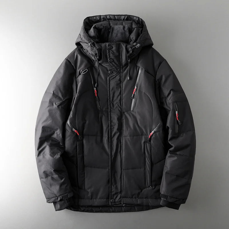 Chaqueta de plumón de pato blanca con capucha para hombre
