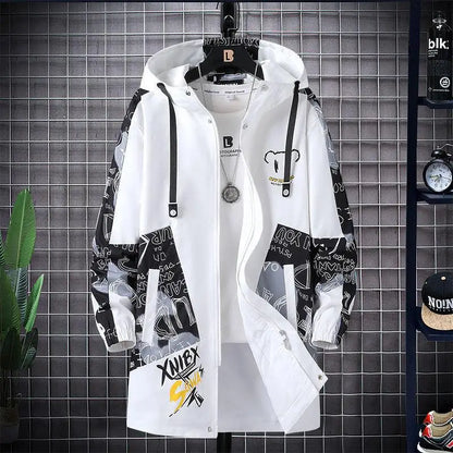Gabardina de moda para hombre, abrigo largo para primavera y otoño, holgado