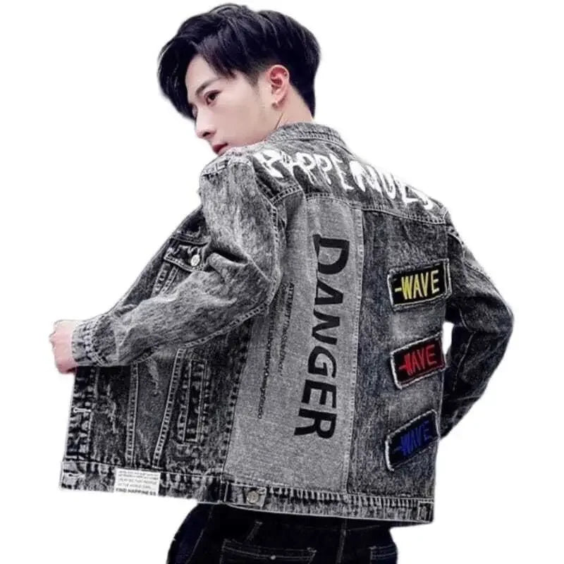 Chaqueta vaquera informal de estilo hip hop con botones