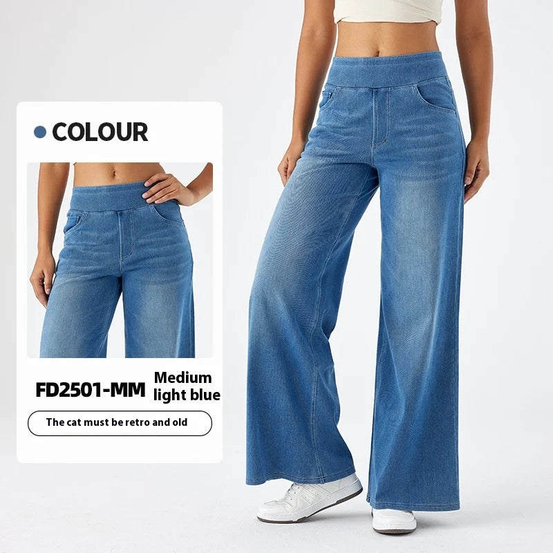Pantalones vaqueros anchos de talla grande para mujer