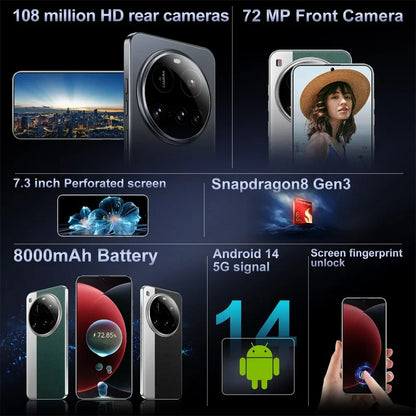 Nuevo teléfono inteligente Ultra 15, 5G, 7.3HD, Android, 22 GB + 2 TB
