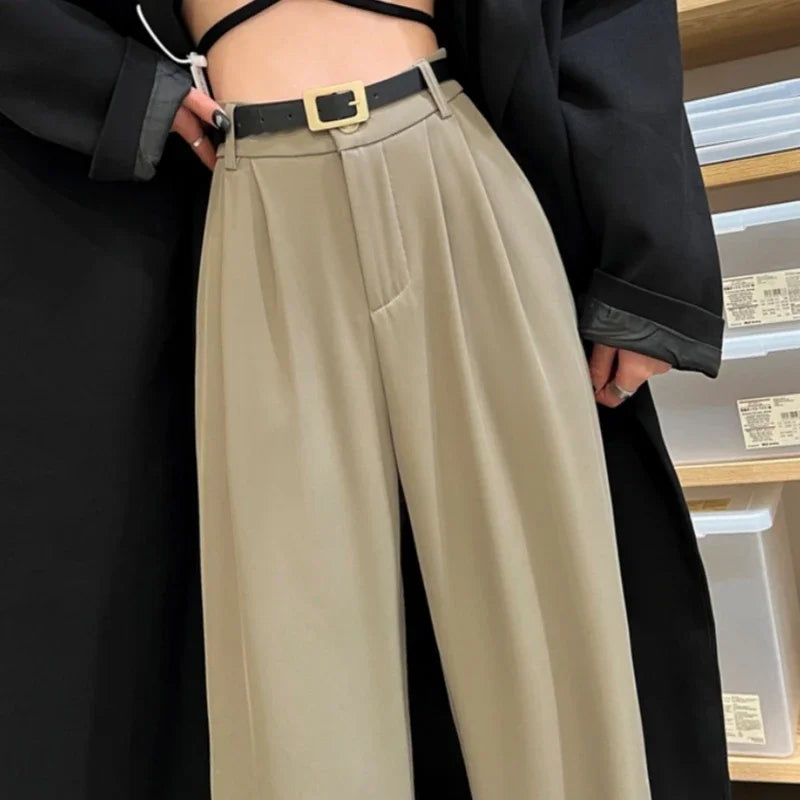 Pantalones anchos y cintura alta para mujer