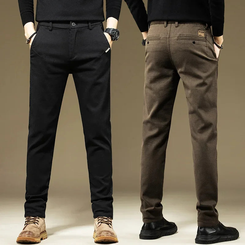Pantalones KUBRO para hombre, informales, de algodón, color liso