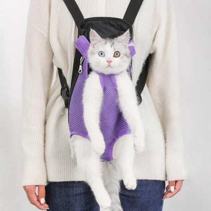 Bolsa de transporte ajustable para gatos, mochila de doble hombro para mascota