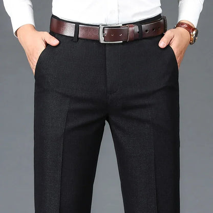Pantalones de traje de negocios para hombre, de pierna estrecha y recta